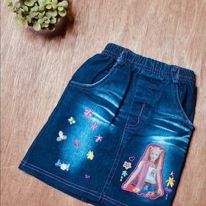 Custom Boutique Barbie Embroidered Jean Skirt